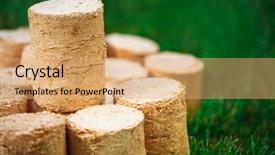  Presentation with bio - Slides with bio mass - wooden pellets on green grass background and a coral colored foreground