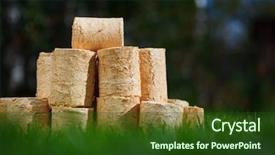  Presentation with mass - Beautiful slides featuring bio mass - wooden pellets on green grass backdrop and a tawny brown colored foreground