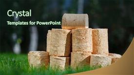  Presentation with bio - Slide deck consisting of bio mass - wooden pellets on green grass background and a wine colored foreground