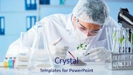  Presentation with biotechnology lab - Slides featuring bio medical engineear - biotechnology concept with scientist background and a  colored foreground