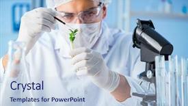  Presentation with biotechnology lab - Presentation having bio medical engineear - biotechnology concept with scientist background and a sky blue colored foreground