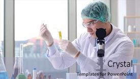  Presentation with young students working in groups - PPT theme with bio medical engineear - young scientist working background and a light blue colored foreground