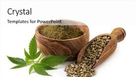  Presentation with hemp - Presentation featuring bio oil - hemp seeds and flour background and a white colored foreground