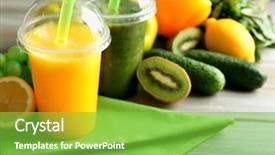  Presentation with healthy juice - Amazing slide deck having bio plastic - fresh juice mix fruit healthy backdrop and a seafoam green colored foreground