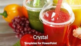  Presentation with bio plastic - Cool new PPT theme with bio plastic - fresh juice mix fruit healthy backdrop and a crimson colored foreground