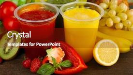  Presentation with bio plastic - Presentation design having bio plastic - fresh juice mix fruit healthy background and a tawny brown colored foreground