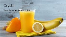  Presentation with bio plastic - Presentation design consisting of bio plastic - fresh juice mix fruit healthy background and a light blue colored foreground