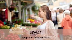  Presentation with credit market - Presentation theme enhanced with bio plastic - sale shopping pregnancy and people background and a coral colored foreground