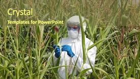  Presentation with corn cob - Cool new PPT theme with bio technolgy - profesional in uniform goggles mask backdrop and a tawny brown colored foreground