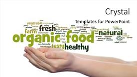  Presentation with farm food - Colorful slide deck enhanced with bio vegetables abstract word cloud backdrop and a white colored foreground