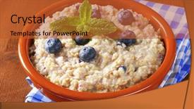  Presentation with blueberries - Audience pleasing theme consisting of bioceramic - bowl of oatmeal with blueberries backdrop and a red colored foreground