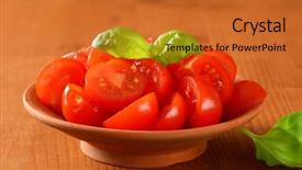  Presentation with cherry - Slide deck consisting of bioceramic - ceramic bowl of halved cherry background and a  colored foreground