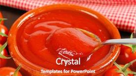  Presentation with tomato ketchup single red - Presentation theme featuring bioceramic - ceramic bowl of ketchup background and a crimson colored foreground