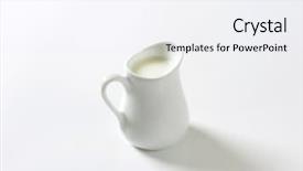  Presentation with carabao milk - Presentation having bioceramic - ceramic jug with pure fresh background and a sky blue colored foreground