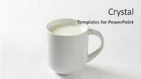  Presentation with beverage soya milk - Slides enhanced with bioceramic - ceramic mug of fresh milk background and a white colored foreground