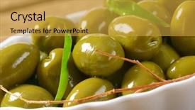  Presentation with ceramic - PPT theme with bioceramic - detail of greek green olives background and a gold colored foreground