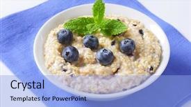  Presentation with blueberries - Beautiful slides featuring bioceramic - fruit oatmeal with fresh blueberries backdrop and a light blue colored foreground