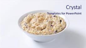  Presentation with fruit - Presentation with bioceramic - natural oatmeal with pieces background and a sky blue colored foreground