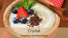  Presentation with blueberries - Presentation design featuring bioceramic - natural samolina pudding with fresh background and a coral colored foreground