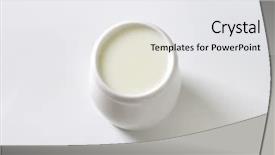  Presentation with probiotic bacteria organic milk kefir - Presentation enhanced with bioceramic - overhead view of ceramic cup background and a white colored foreground