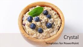  Presentation with blueberries - PPT layouts enhanced with bioceramic - overhead view of oatmeal background and a coral colored foreground