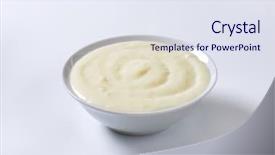  Presentation with pure white - Slides having bioceramic - pure semolina pudding served background and a sky blue colored foreground