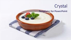  Presentation with smoothie strawberry and blueberries - PPT layouts enhanced with bioceramic - rice pudding with blueberries background and a sky blue colored foreground