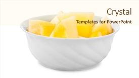  Presentation with frames isolated on white brown - PPT theme featuring bioceramic - sliced melon in bowl isolated background and a cream colored foreground