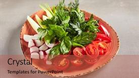  Presentation with sweet basil - Beautiful PPT layouts featuring bioceramic - vegan plate of fresh sliced backdrop and a red colored foreground