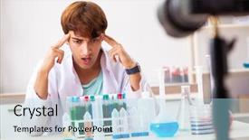  Presentation with video woodland - PPT theme with biochemical - chemist blogger recording video background and a light blue colored foreground