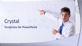  Presentation with navratri festival front page pdf - Audience pleasing PPT theme consisting of biochemical - young chemist standing in front backdrop and a sky blue colored foreground