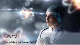  Presentation with biochemistry - Slide deck having biochemistry and technologies mixed media background and a light blue colored foreground