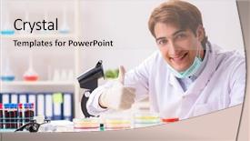  Presentation with chemist - Theme featuring biocheymica - young chemist working background and a lemonade colored foreground