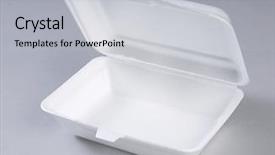  Presentation with biodegradable waste - Audience pleasing PPT layouts consisting of biodegradable waste - opened styrofoam meal box backdrop and a light gray colored foreground