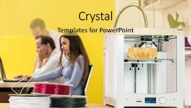  Presentation with polymer - Cool new slide set with biodegradeable plastic - 3d printer and some coils backdrop and a yellow colored foreground