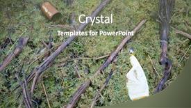  Presentation with embedded systems - Slide deck consisting of biodegradeable plastic - weathered garbage embedded in ground background and a violet colored foreground