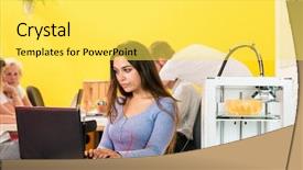  Presentation with cad - Beautiful presentation design featuring biodegradeable plastic - young female industrial designer using backdrop and a yellow colored foreground