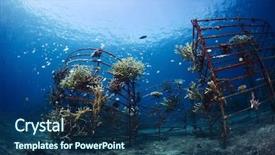  Presentation with restoration - Presentation design having conservation resoration - underwater shot of metal structures background and a ocean colored foreground