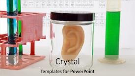  Presentation with bioengineering - Slides enhanced with bioengineering - clone of a human ear background and a soft green colored foreground