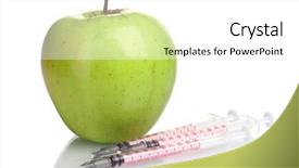  Presentation with bioengineering - Audience pleasing presentation theme consisting of bioengineering - green apple and syringes isolated backdrop and a white colored foreground