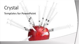  Presentation with bioengineering - Amazing slides having bioengineering - red apple and syringes isolated backdrop and a white colored foreground