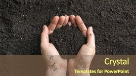  Presentation with black woman - PPT theme enhanced with biofertilizer - woman holding black soil above background and a tawny brown colored foreground