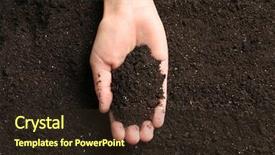  Presentation with black woman - Colorful theme enhanced with biofertilizer - woman holding black soil above backdrop and a wine colored foreground