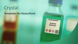  Presentation with chemical bottle - PPT theme with biofuel-in-chemical-lab background and a mint green colored foreground
