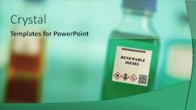  Presentation with chemical bottle - Slide deck enhanced with biofuel-in-chemical-lab background and a mint green colored foreground
