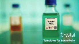 Presentation with chemical bottle - Presentation theme having biofuel-in-chemical-lab background and a ocean colored foreground
