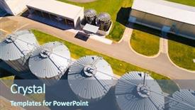  Presentation with rapeseed - Presentation theme having biogas plant - aerial view of silos storage background and a ocean colored foreground