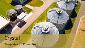  Presentation with rapeseed - Cool new presentation theme with biogas plant - aerial view of silos storage backdrop and a gold colored foreground