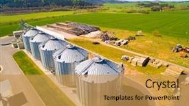  Presentation with biogas - Presentation enhanced with biogas plant - aerial view of silos storage background and a yellow colored foreground