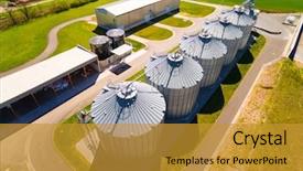  Presentation with biogas - Beautiful slide set featuring biogas plant - aerial view of silos storage backdrop and a gold colored foreground